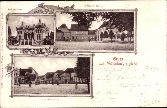 PC Wittenburg in Mecklenburg, town hall, market square, Oderichs Hotel