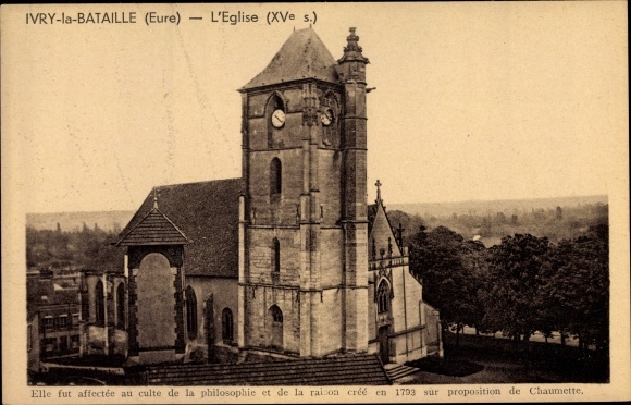 Postcard Ivry the Battle Eure, Church