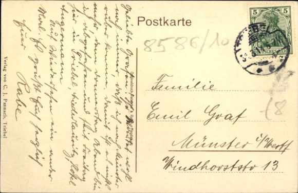 Postcard Triebel in Vogtland, Church and School