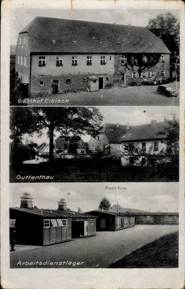 Postcard Guttenthau in Upper Franconia, Gasthof Eibisch, labor service camp