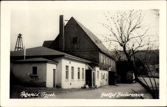Photo Postcard Rehefeld fence house Altenberg in the Ore Mountains, Gasthof Biedermann