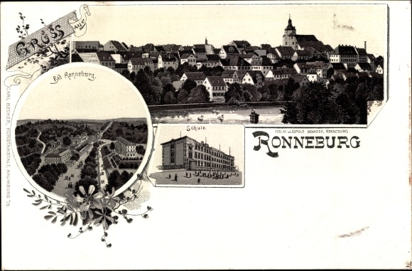 Litho Ronneburg in Thüringen, overzicht, badkamer, school