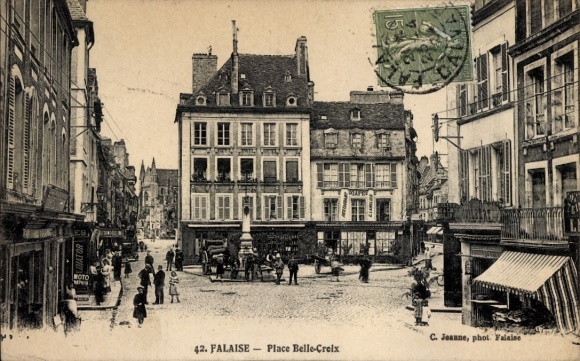 Postcard Falaise Calvados, Place Belle-Croix