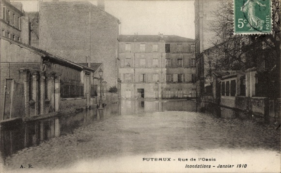 Ak Puteaux Hauts de Seine, Flutwasser, Rue de l'Oasis, Januar 1910,  Aufnahme