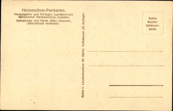 Postcard Vogländische Hutzenstube, spinning wheel