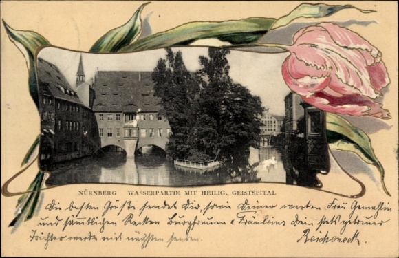 Präge Passepartout Ak Nürnberg in Mittelfranken, Heilig-Geist-Spital