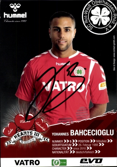 Autogrammkarte Fußballer Yohannes Bahcecioglu, Rot-Weiss Oberhausen, Autogramm