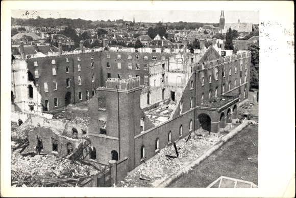 PC Arnhem Gelderland Netherlands, Willemskaserne, ruins 1945, destruction during World War II
