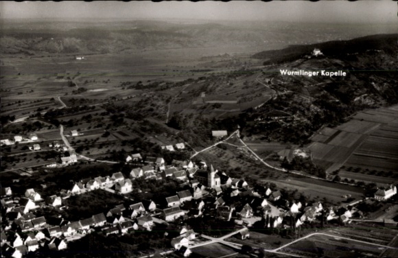 Postcard Wurmlingen in Württemberg, aerial photograph