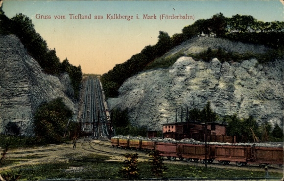 Ak Kalkberge Rüdersdorf in der Mark, Tiefland, Förderbahn