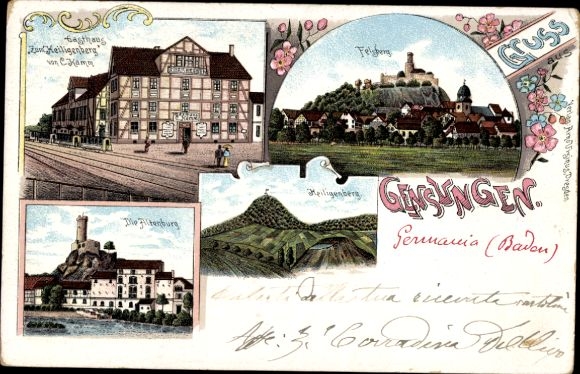 Chromo-Litho Gensungen Felsberg Hesse, Gasthaus zum Heiligenberg, Altenburg