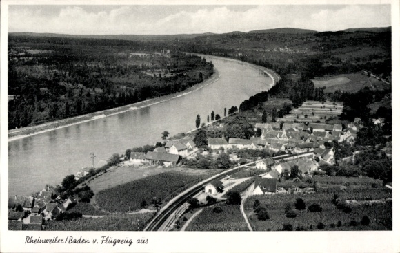 Postcard Rheinweiler Bad Bellingen in Baden, aerial photograph