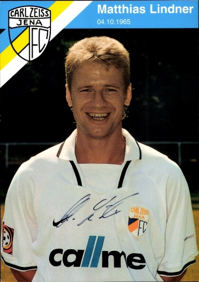 Handtekeningkaart voetballer Matthias Lindner, FC Carl Zeiss Jena, handtekening