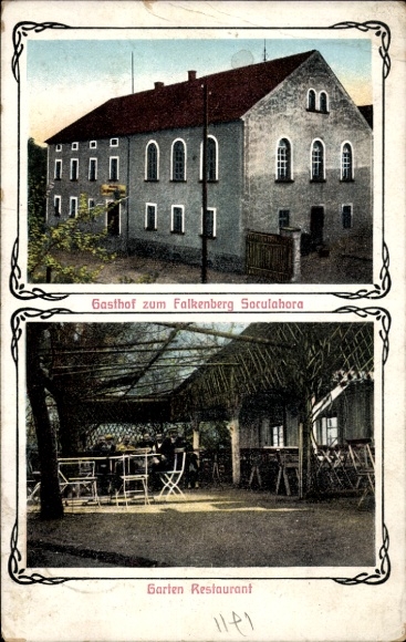 Ak Soculahora Kubschütz in der Oberlausitz, Gasthof zum Falkenberg