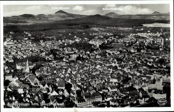 Postcard Hohenstaufen Göppingen in Württemberg, aerial photograph of Hohenstaufen, Hohenrechberg