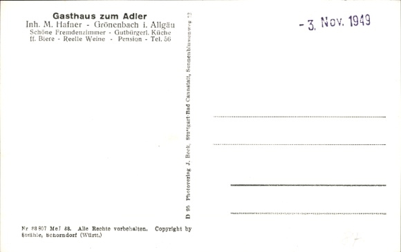 Postcard Bad Grönenbach im Allgäu, aerial photograph, Gasthaus zum Adler