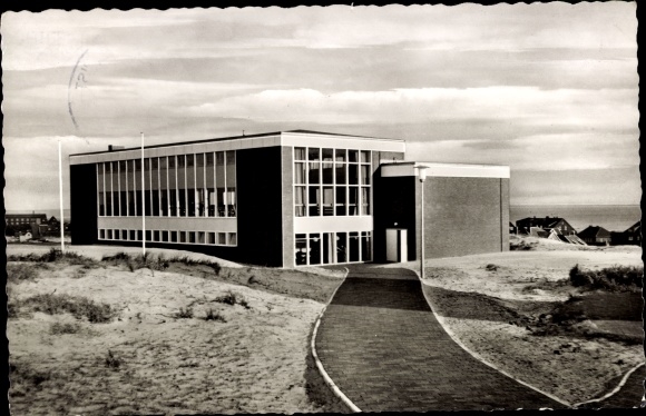 Postcard North Sea resort Juist in East Frisia, spa center