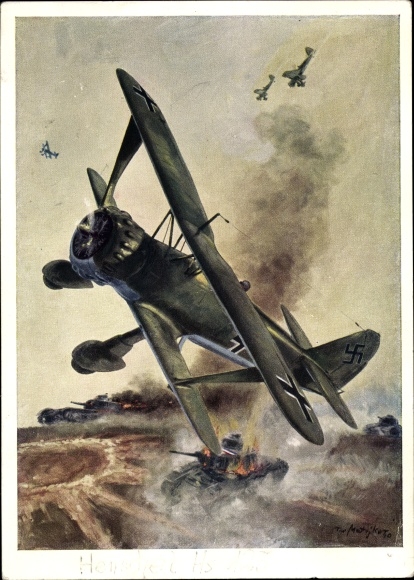 Artist PC Matejko, Theo, Henschel HS 123, Stuka, Luftwaffe, WWII