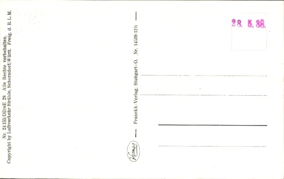Postcard Boos in Swabia, aerial photograph