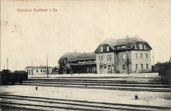 Postcard Radibor in Upper Lusatia Saxony, station track side
