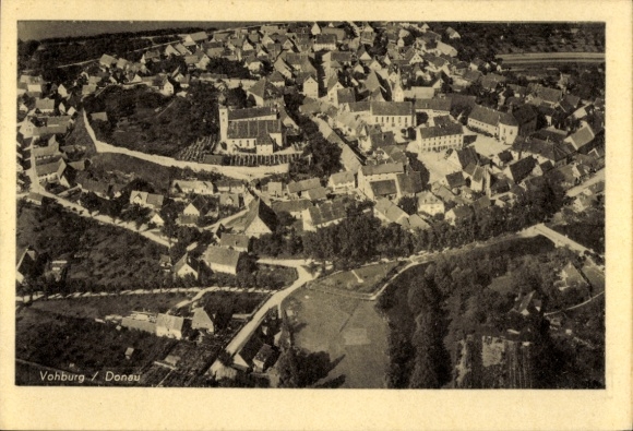 Postcard Vohburg an der Donau Upper Bavaria, aerial photograph