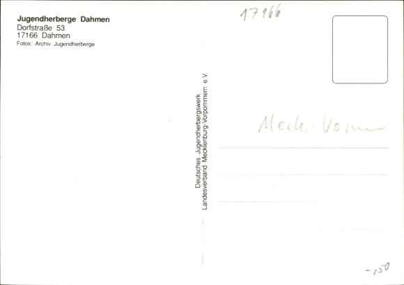 Postcard Dahmen in Mecklenburg, youth hostel, activities with young people, natural view of waters...