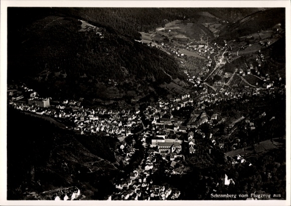 Postcard Schramberg in the Black Forest, aerial photograph