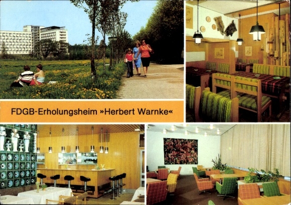 Ak Klink an der Müritz Mecklenburg, FDGB Erholungsheim Herbert Warnke, Jägerzimmer, Dachcafe