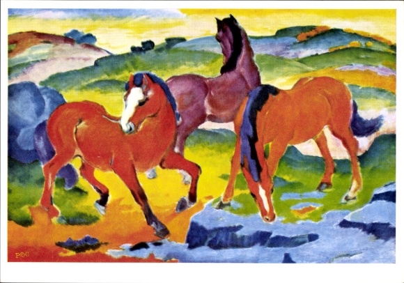 Künstler Ak Marc, Franz, Rote Pferde, Chevaux rouges, Expressionismus