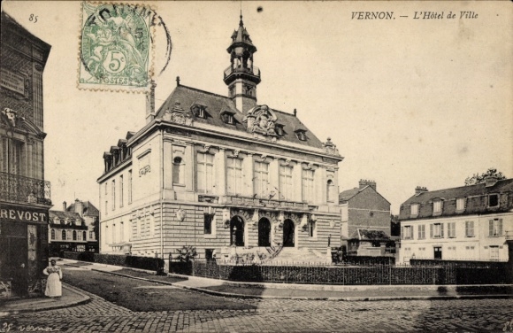 Ak Vernon Eure, Stadtansicht, Hôtel de Ville,  Architektur