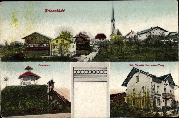 Postcard Griesstätt in the district of Rosenheim, Upper Bavaria, locality, pavilion, Gg. Neumeier&#39;s action
