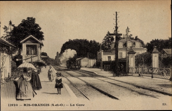 Ak Ris Orangis Essonne, La Gare, Bahnhof, Gleisseite