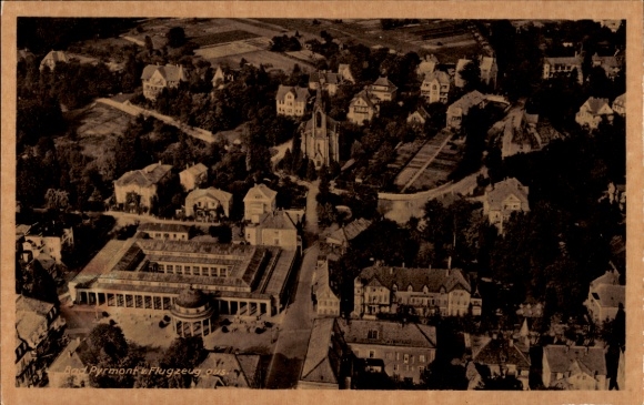 Postcard Bad Pyrmont in Lower Saxony, aerial view of building view, church
