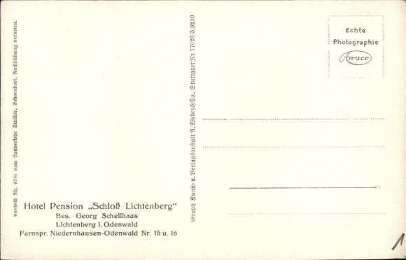 Postcard Lichtenberg Fischbachtal in the Odenwald, aerial photograph, castle