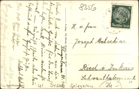 Postcard Klingenbrunn Spiegelau in the Bavarian Forest of Lower Bavaria, view of Oststrasse