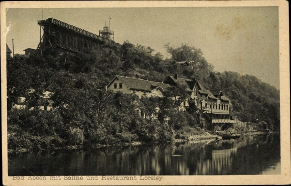 Ak Bad Kösen Naumburg an der Saale,  Saline, Restaurant Loreley, Flussansicht