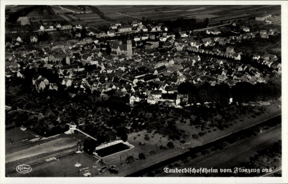 Ak Tauberbischofsheim in Baden, Fliegeraufnahme