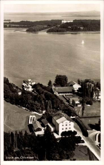 Postcard Stock Prien am Chiemsee Upper Bavaria, aerial photograph