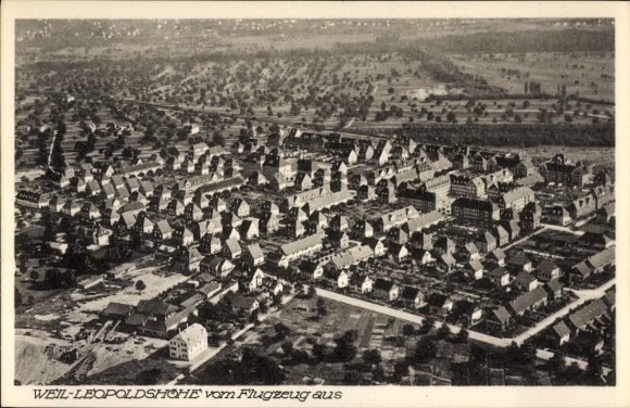 Postcard Leopoldshöhe Weil am Rhein, aerial photograph