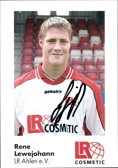 Autogrammkarte Fußballer Rene Lewejohann, Rot Weiss Ahlen, Autogramm