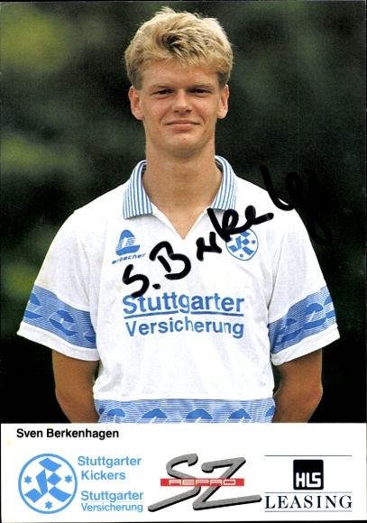 Karta autografu piłkarza Svena Berkenhagena, SV Stuttgarter Kickers, autograf