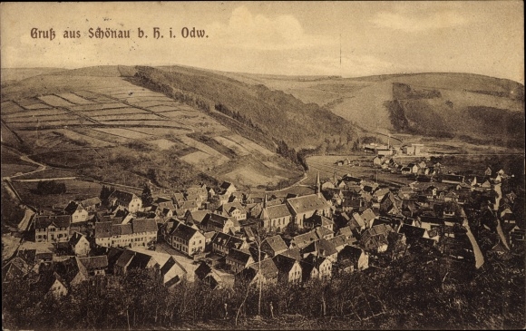 Postcard Schönau im Odenwald, view of the town
