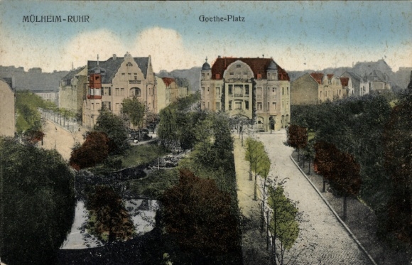 Postcard Mülheim an der Ruhr, Goethe-Platz, Mülheim-Ruhr, colored PC, beautiful buildings