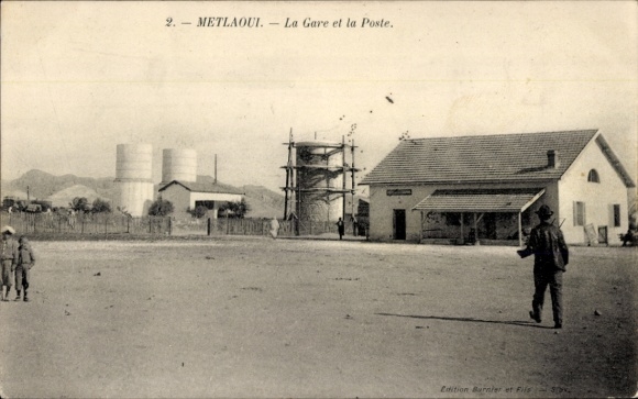 Postcard Metlaoui Tunisia, La Gare et la Poste