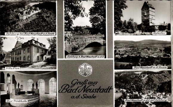 Postcard Bad Neuhaus Bad Neustadt an der Saale Lower Franconia, black and white pictures, sights, G