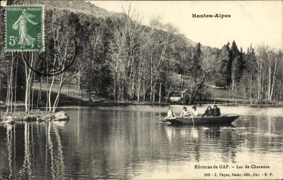 Postcard Gap Hautes Alpes, Lac de Charance, rowing boat