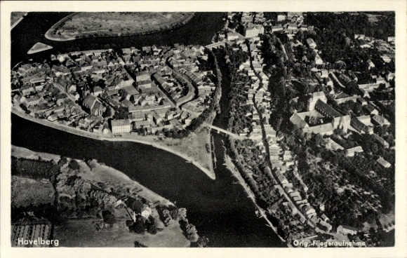 Postcard Havelberg in Saxony Anhalt, aerial photograph