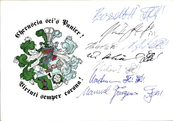 Studentika Postcard Berlin, Corps Cheruscia in the WSC, Ringstraße 89, coat of arms