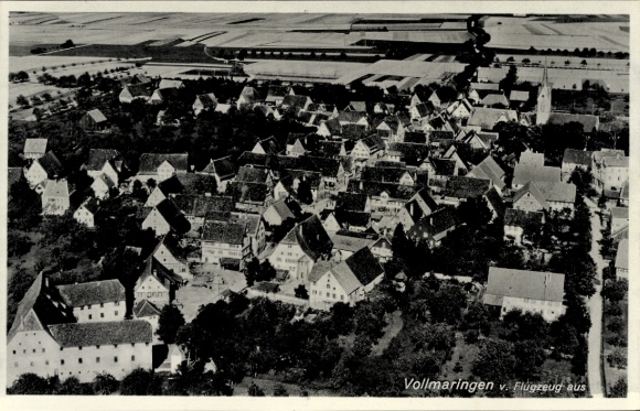 Ak Vollmaringen Nagold im Schwarzwald, Luftaufnahme, Wohnhäuser, Schwarz-Weiß-Foto, ländliche Umg