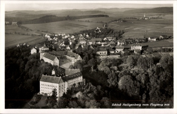 Postcard Heiligenberg am Bodensee, castle, aerial photograph